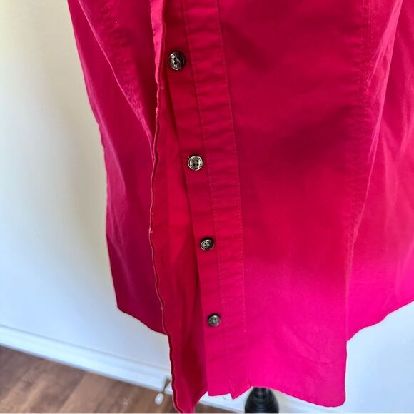 Express Pink Y2K Fitted Button Down Shirt with Cheetah Print Lined Collar L - Picture 6 of 9